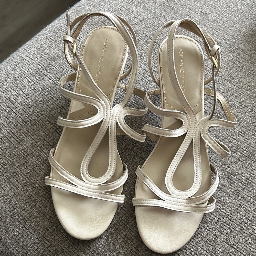 Women's Cream kitten heel sandals